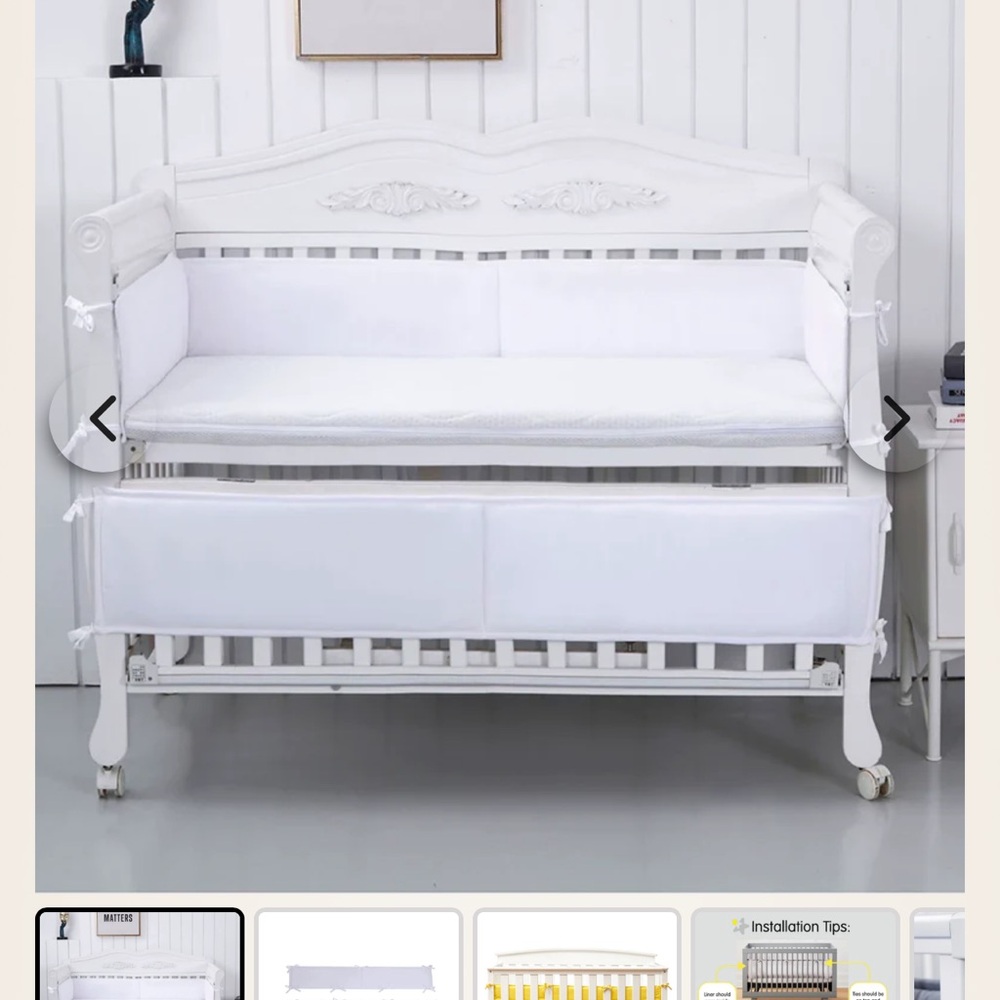NEW 4 Pieces Set of Breathable Crib Liner for Baby Crib
